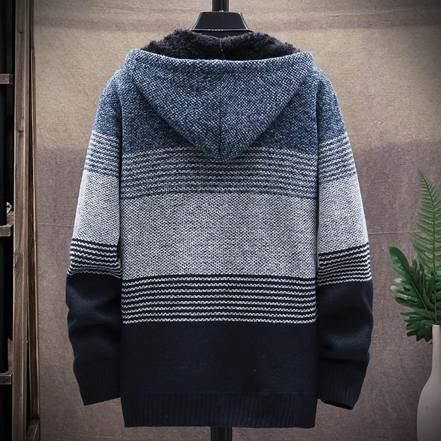 Mens Sweaters Men Plus Fleece Thick Sweater Large Size Foreign Trade Mens Mens Pullover Sweater with Pocket
