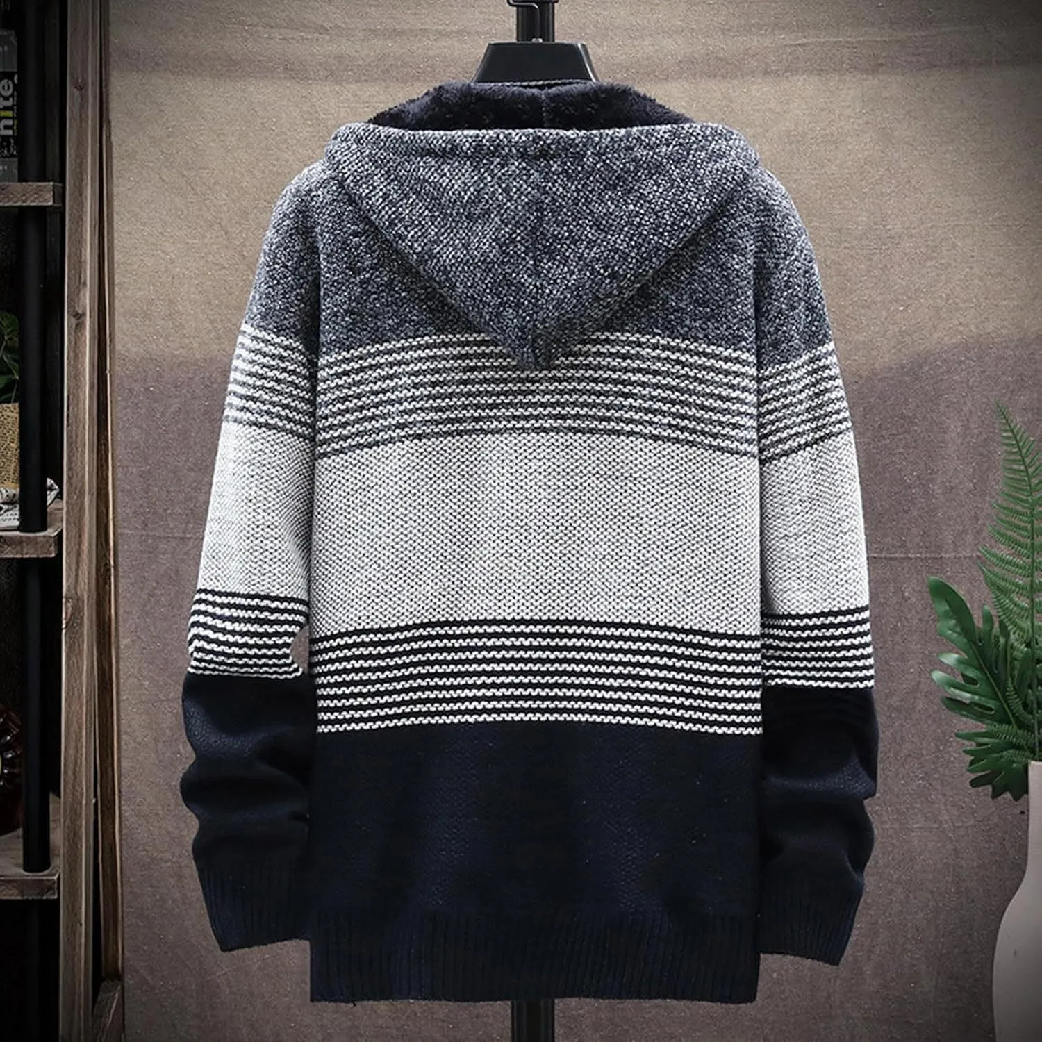 Mens Sweaters Men Plus Fleece Thick Sweater Large Size Foreign Trade Mens Mens Pullover Sweater with Pocket