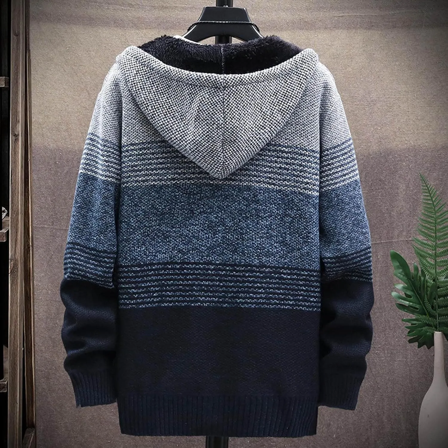 Mens Sweaters Men Plus Fleece Thick Sweater Large Size Foreign Trade Mens Mens Pullover Sweater with Pocket