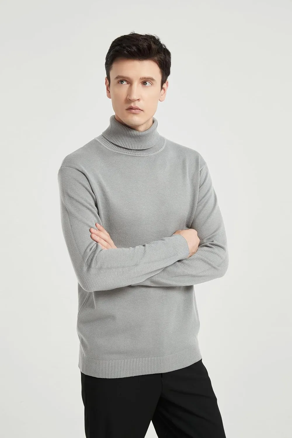 Men's Turtleneck Sweater, Slim Fit Pullover Sweaters for Men Roll Neck Sweater Long Sleeve Sweater