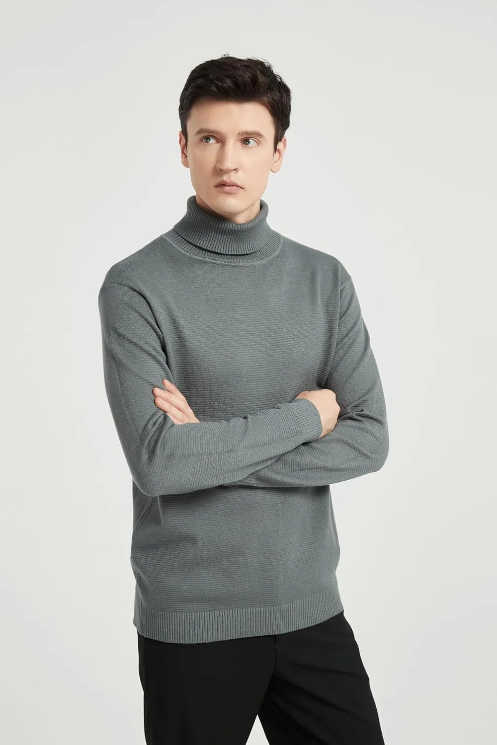 Men's Turtleneck Sweater, Slim Fit Pullover Sweaters for Men Roll Neck Sweater Long Sleeve Sweater