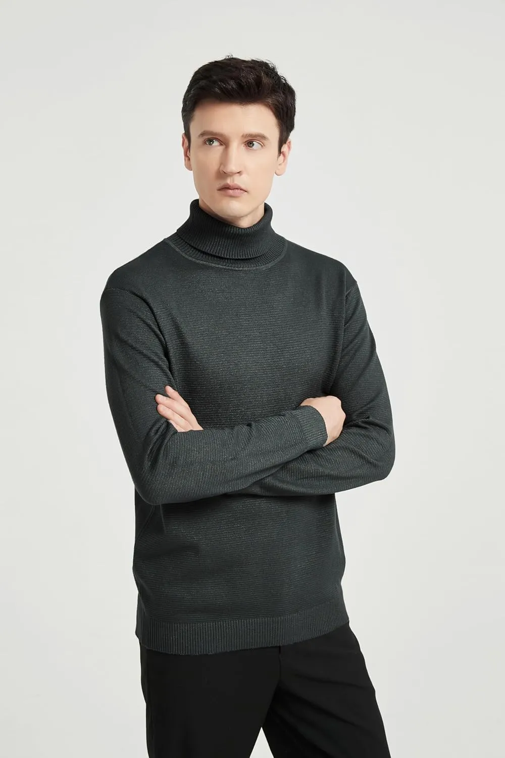 Men's Turtleneck Sweater, Slim Fit Pullover Sweaters for Men Roll Neck Sweater Long Sleeve Sweater