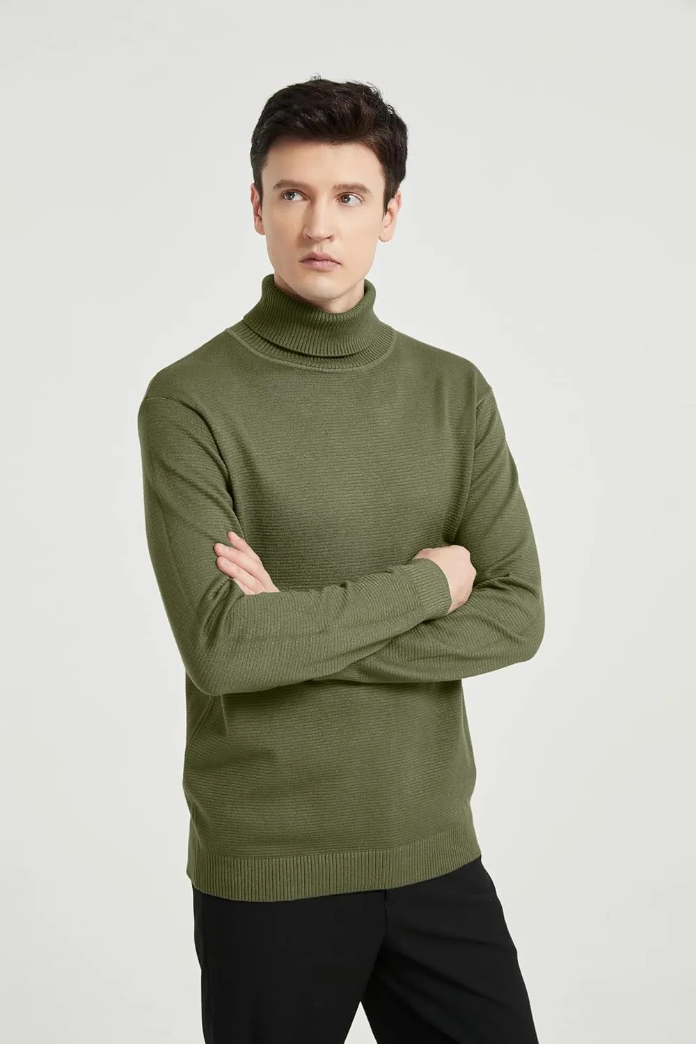 Men's Turtleneck Sweater, Slim Fit Pullover Sweaters for Men Roll Neck Sweater Long Sleeve Sweater