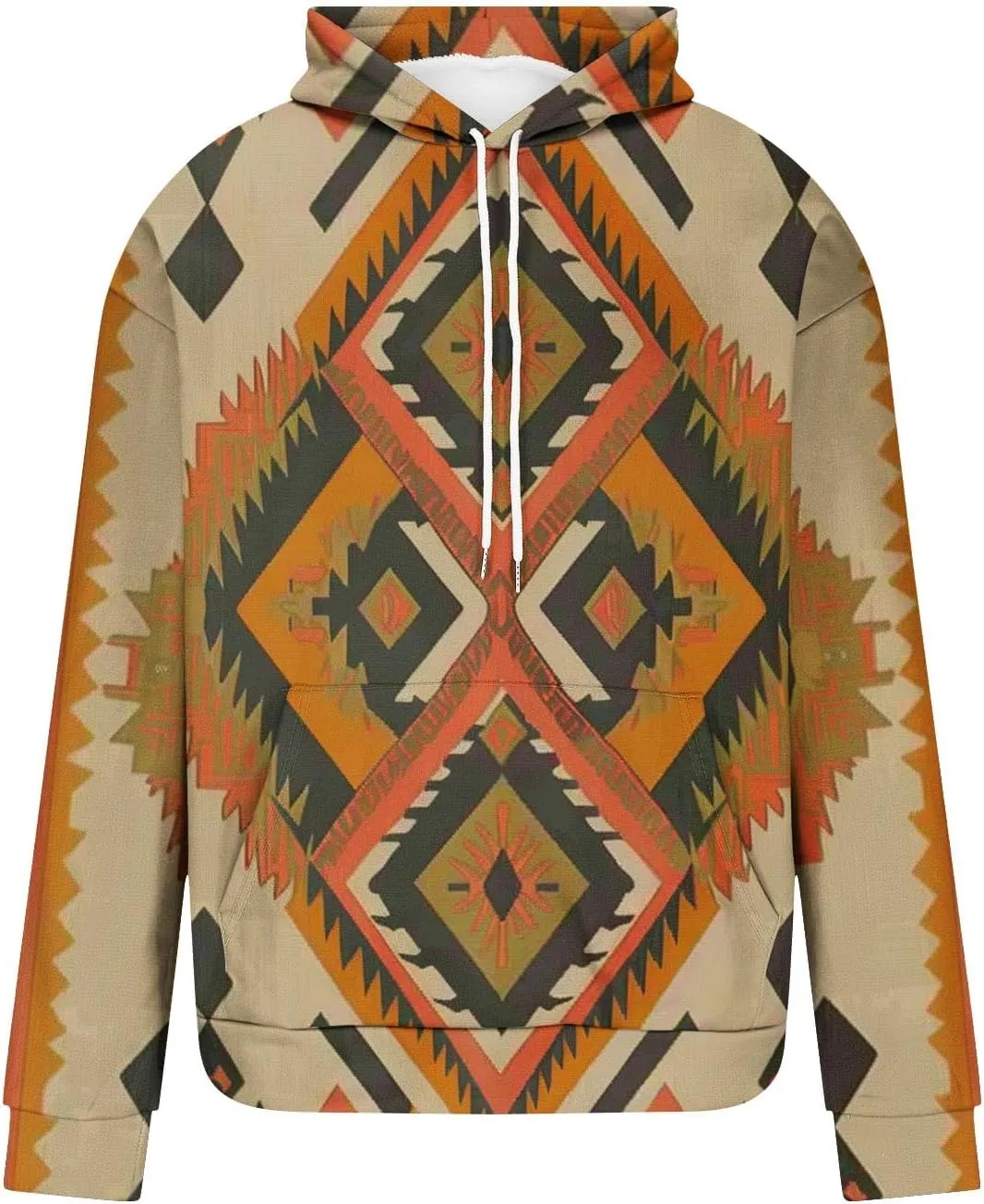 Men's Vintage Western Hoodies Aztec Ethnic Printed Tops Long Sleeve Tribal Ethnic Print Hooded Sweatshirts