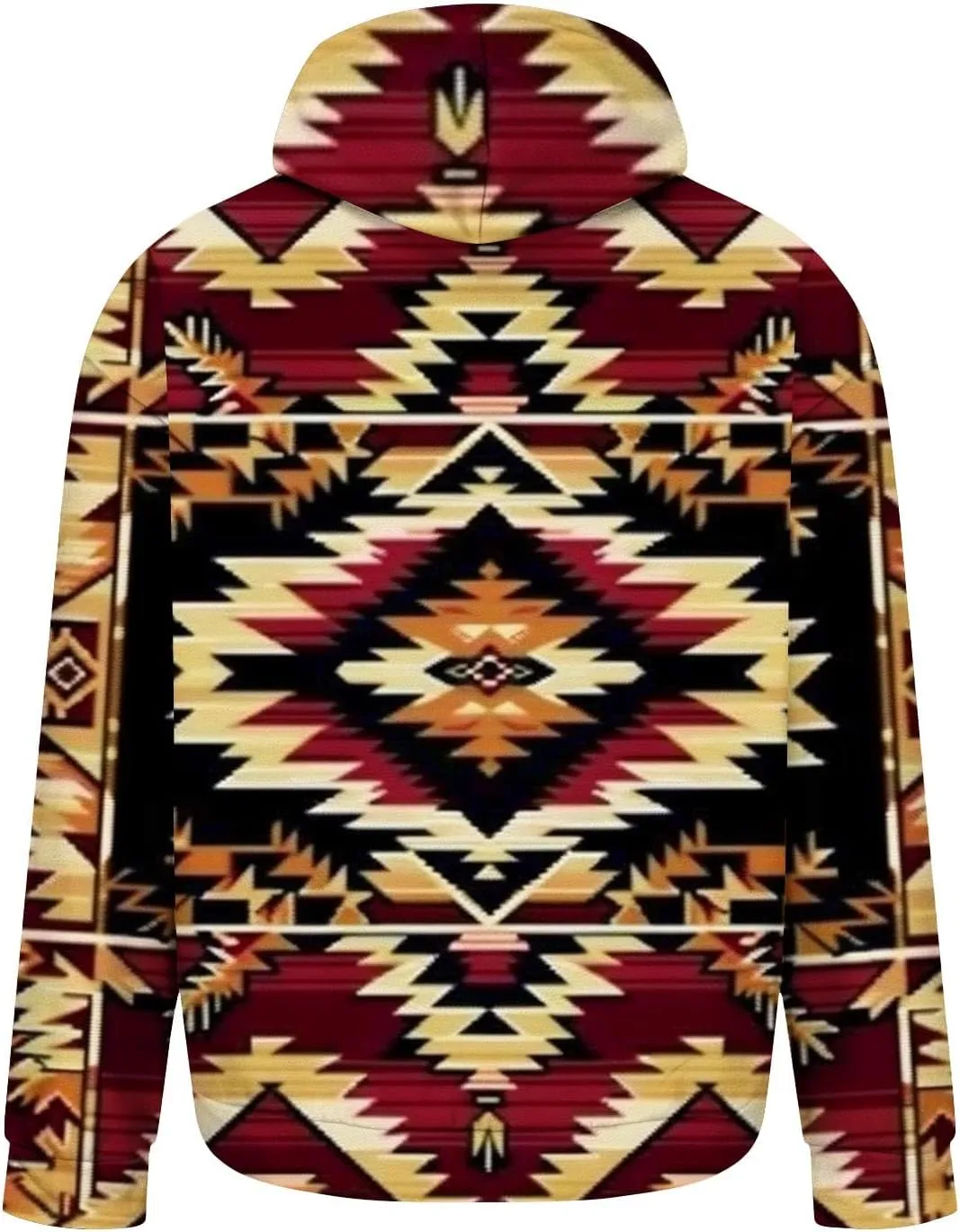 Men's Vintage Western Hoodies Aztec Ethnic Printed Tops Long Sleeve Tribal Ethnic Print Hooded Sweatshirts