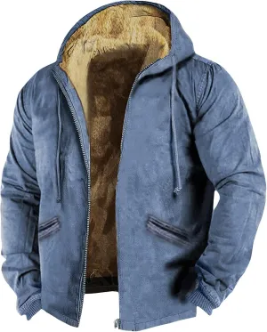 Mens Winter Heavyweight Fleece Sherpa Lined Warm Sweatshirt Big And Tall Zip Up Hoodie Jackets