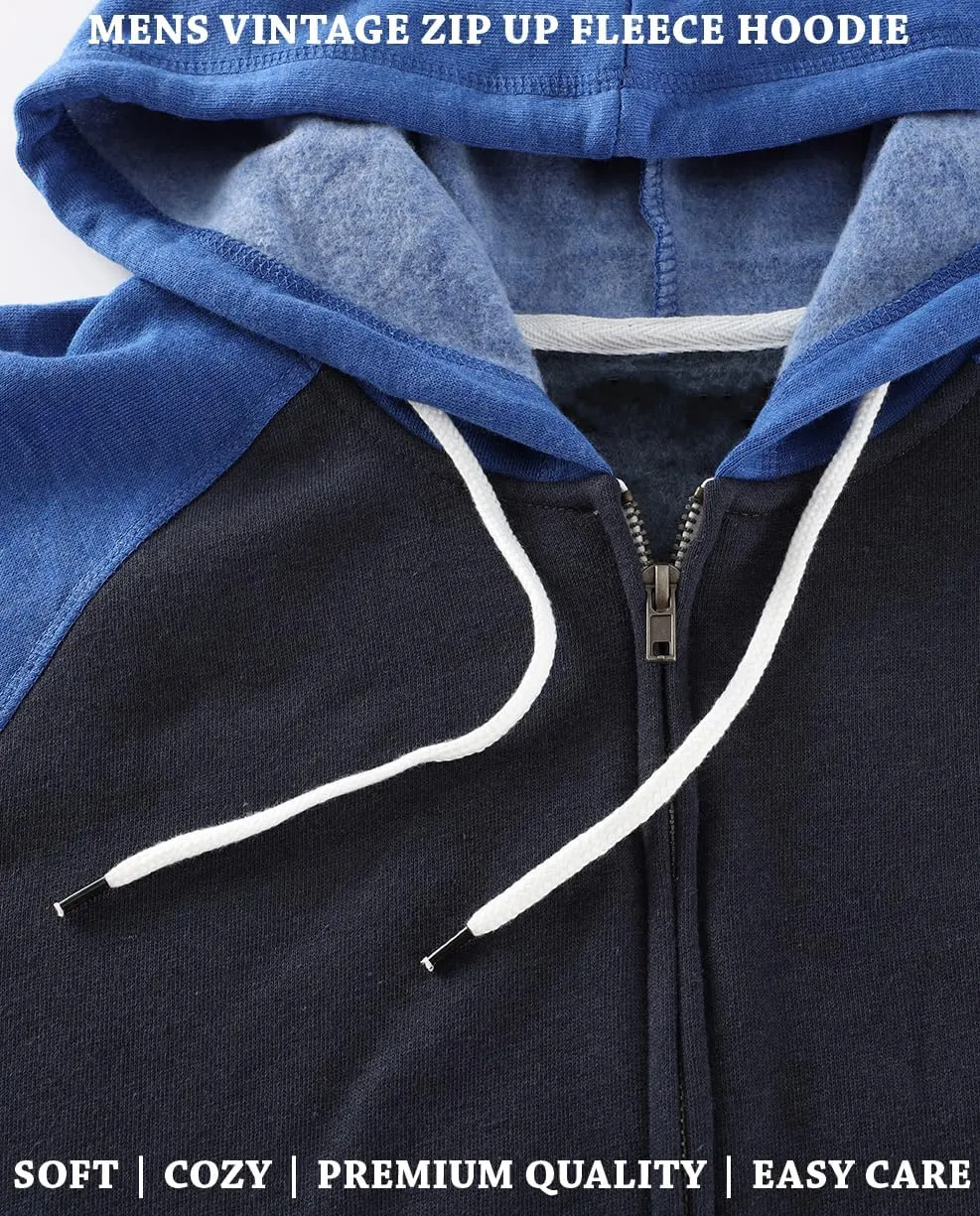 Mens Zip Up Hoodies Athletic Casual Fleece Hoodie Classic Fit Jacket Midweight Cotton Drawstring with Pocket
