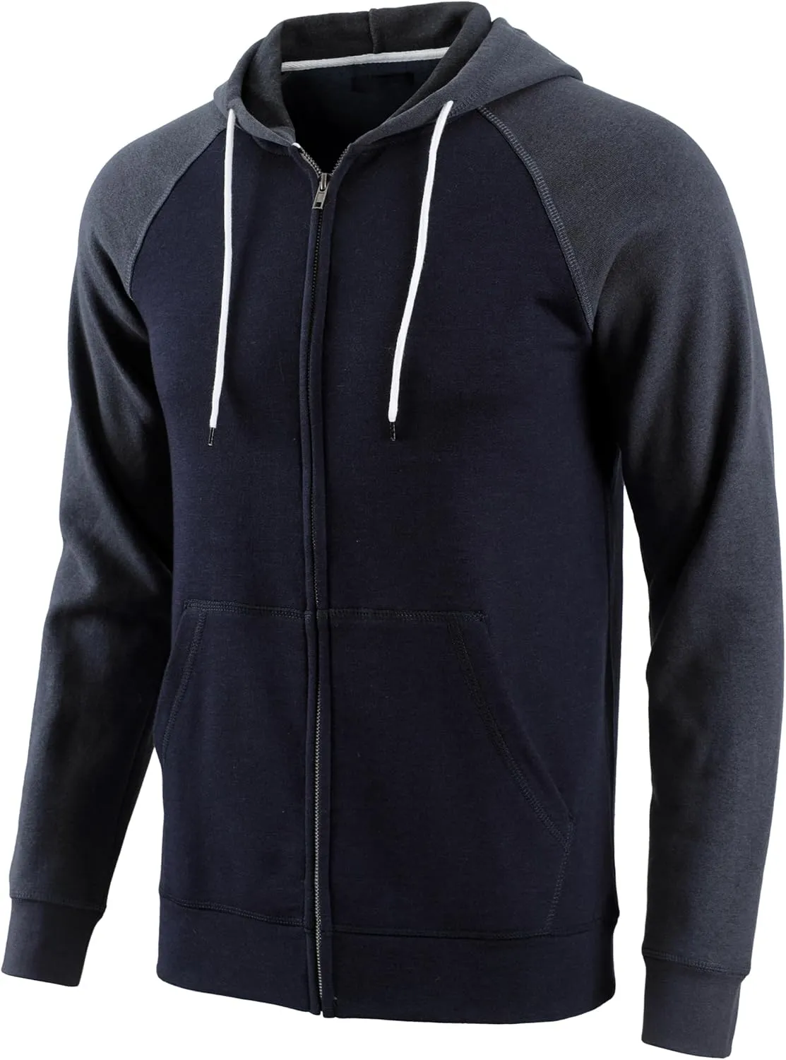 Mens Zip Up Hoodies Athletic Casual Fleece Hoodie Classic Fit Jacket Midweight Cotton Drawstring with Pocket