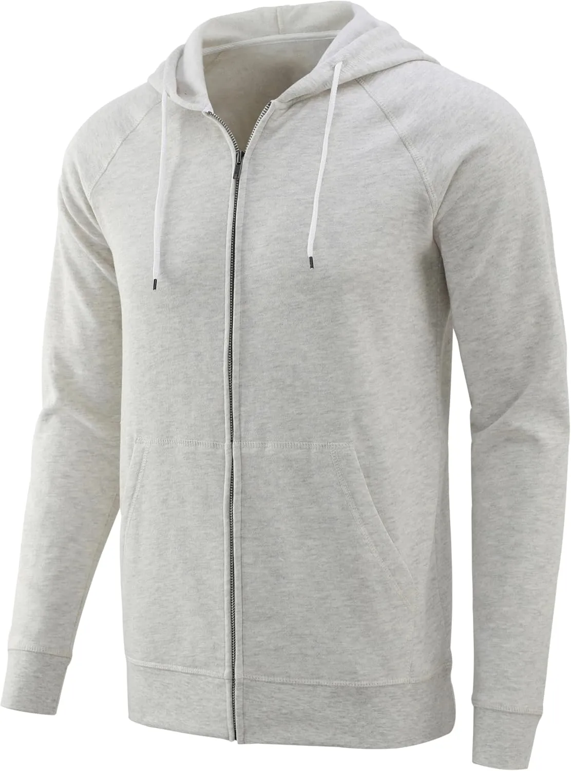Mens Zip Up Hoodies Athletic Casual Fleece Hoodie Classic Fit Jacket Midweight Cotton Drawstring with Pocket