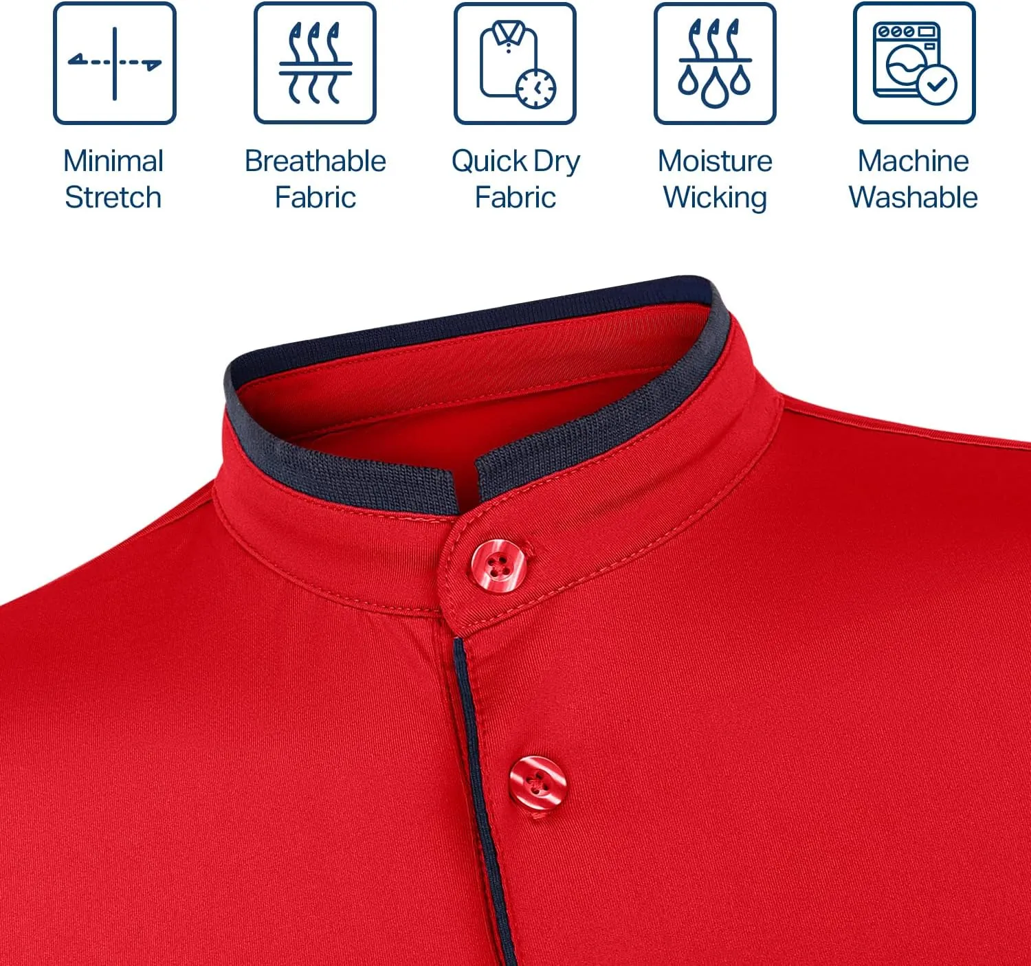 Mio Marino French Collar Henley Polo Shirt for Men – Lightweight - Moisture Wicking – Breathable Fabric
