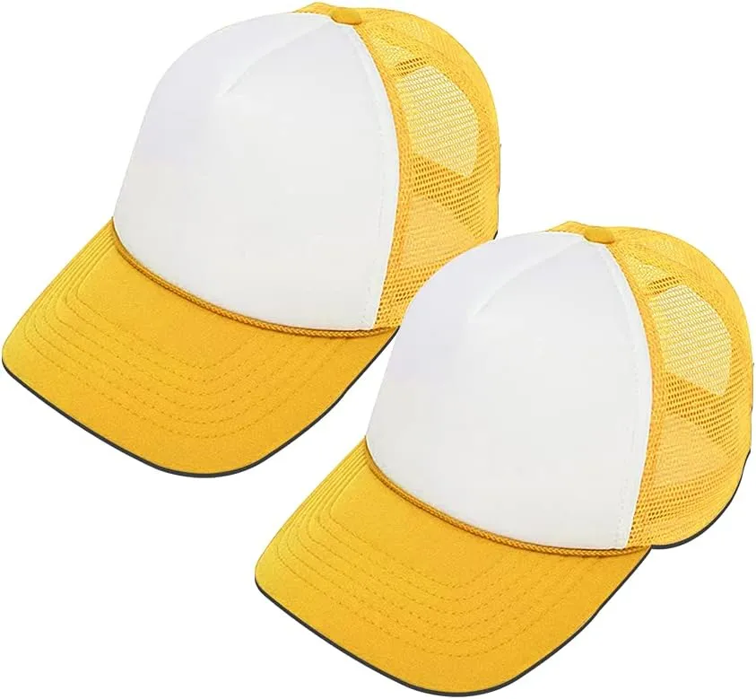 MR.R Sublimation Blanks Polyester Mesh Cap Mesh Hat Two Tone Trucker Summer Mesh Cap with Adjustable Snapback,2pcs per Pack
