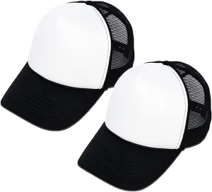 MR.R Sublimation Blanks Polyester Mesh Cap Mesh Hat Two Tone Trucker Summer Mesh Cap with Adjustable Snapback,2pcs per Pack