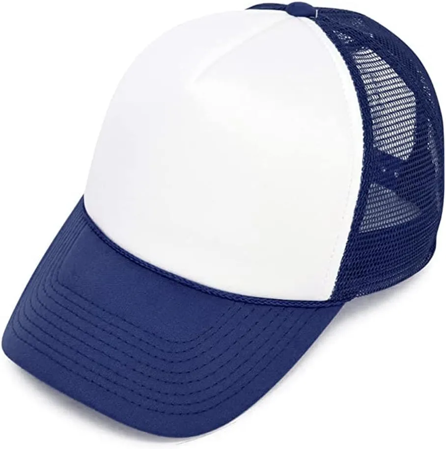 MR.R Sublimation Blanks Polyester Mesh Cap Mesh Hat Two Tone Trucker Summer Mesh Cap with Adjustable Snapback,2pcs per Pack
