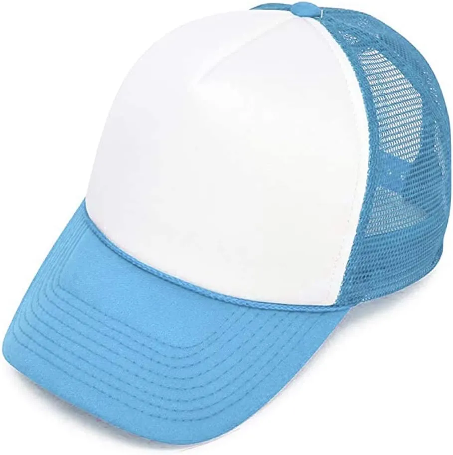 MR.R Sublimation Blanks Polyester Mesh Cap Mesh Hat Two Tone Trucker Summer Mesh Cap with Adjustable Snapback,2pcs per Pack