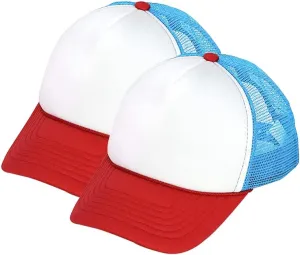 MR.R Sublimation Blanks Polyester Mesh Cap Mesh Hat Two Tone Trucker Summer Mesh Cap with Adjustable Snapback,2pcs per Pack