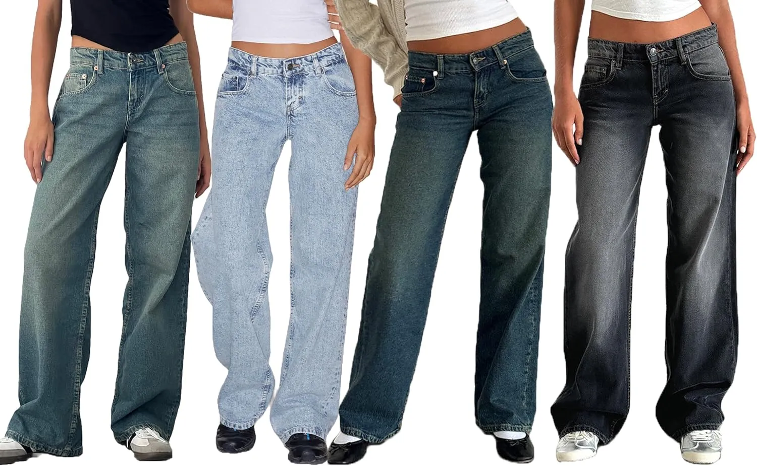 Mxiqqpltky Low Rise Jeans for Women Mom Jeans Wide Straight Leg Baggy Jeans Y2k Vintage Boyfriend Denim Pants Streetwear
