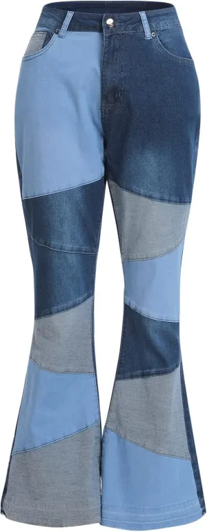 ODIZLI Women's High Waisted Bell Bottom Jeans Ripped Stretch Skinny Flare Jeans Distressed Bootcut Denim Pants Plus Size