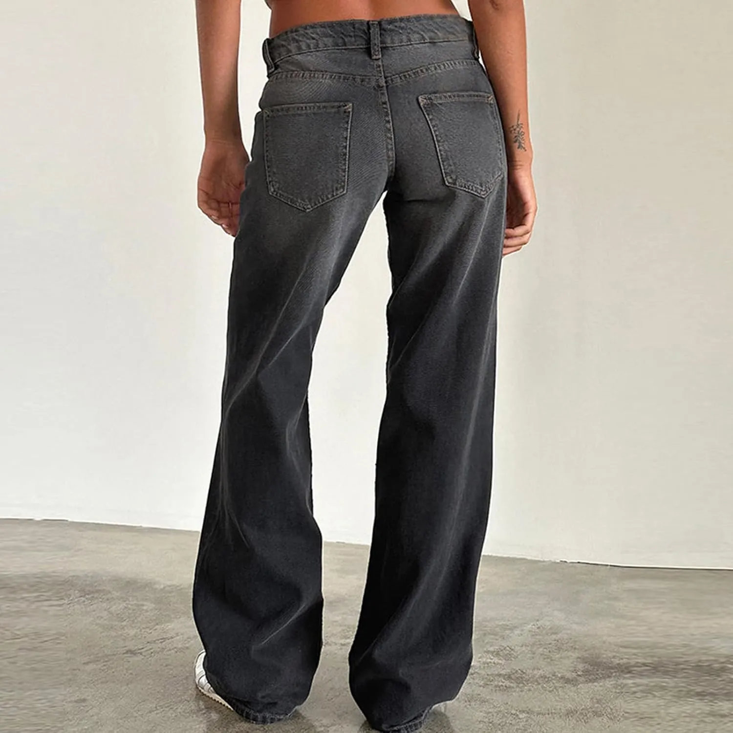 Oplxuo Womens Jeans High Waisted Straight Leg Baggy Boyfriend Jeans for Women Trendy Stretch Denim Pants with Pockets