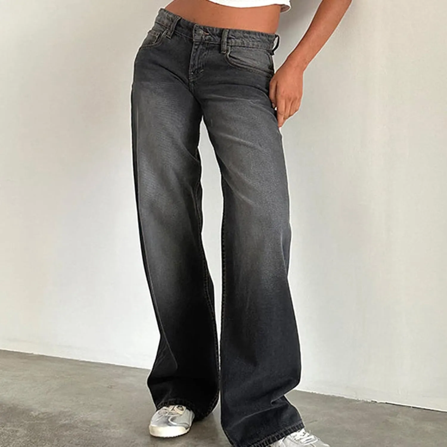 Oplxuo Womens Jeans High Waisted Straight Leg Baggy Boyfriend Jeans for Women Trendy Stretch Denim Pants with Pockets