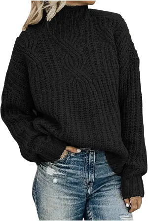 Oversized Sweater for Women Chic Turtleneck Knitted Sweater Slouchy Soft Long Sleeve Jumper Tops 2023 Fall Sweaters