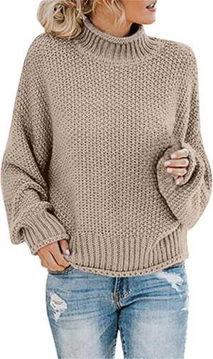 Oversized Sweaters for Women Cable Knit Pullover Sweater Wool Turtleneck Long Sleeve Jumper Fall Winter Casual Tops