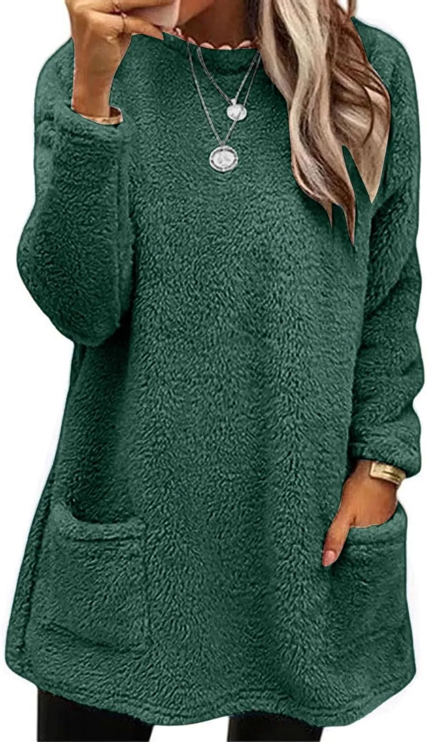 Oversized Sweaters For Women Casual Fleece Fuzzy Faux Shearling Warm Winter Outwear Jacket Shaggy Coat Cute Sweater