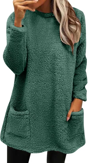 Oversized Sweaters For Women Casual Fleece Fuzzy Faux Shearling Warm Winter Outwear Jacket Shaggy Coat Cute Sweater