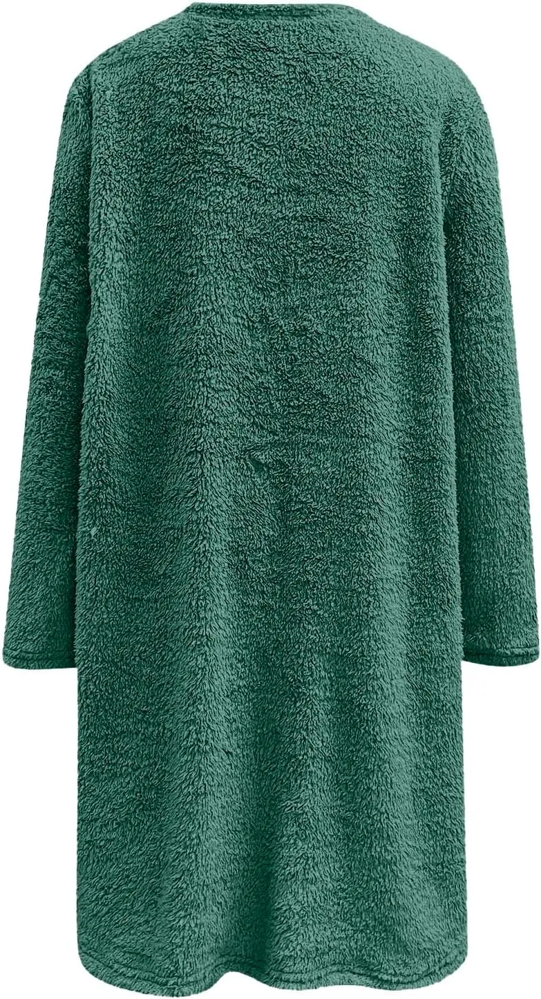 Oversized Sweaters For Women Casual Fleece Fuzzy Faux Shearling Warm Winter Outwear Jacket Shaggy Coat Cute Sweater