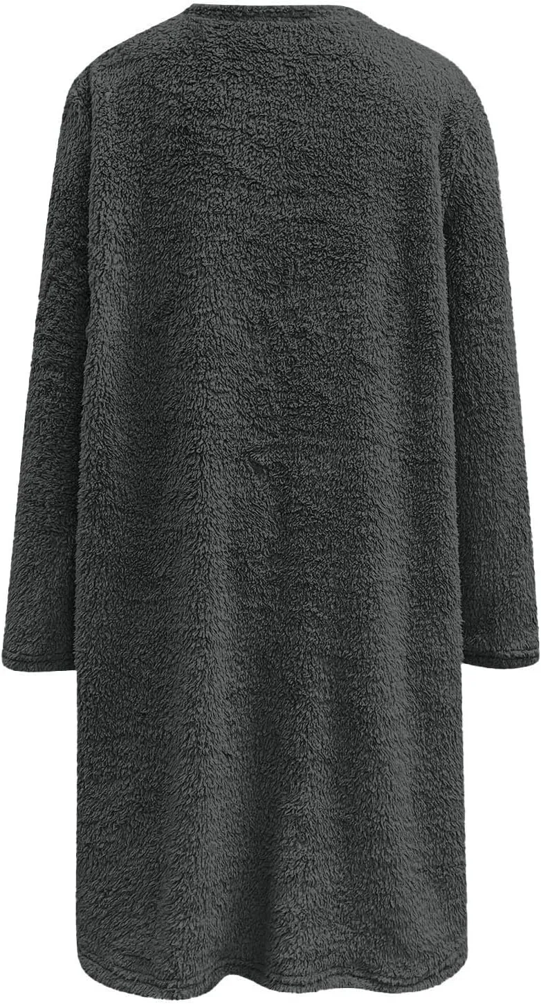 Oversized Sweaters For Women Casual Fleece Fuzzy Faux Shearling Warm Winter Outwear Jacket Shaggy Coat Cute Sweater