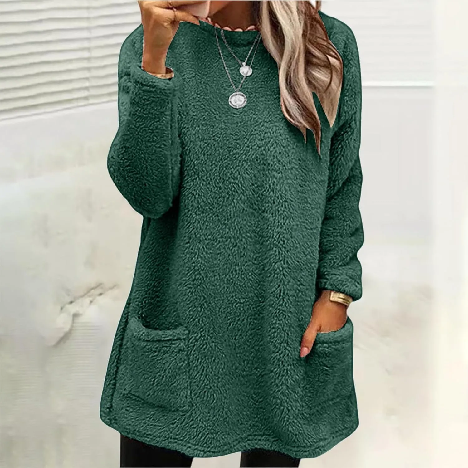 Oversized Sweaters For Women Casual Fleece Fuzzy Faux Shearling Warm Winter Outwear Jacket Shaggy Coat Cute Sweater