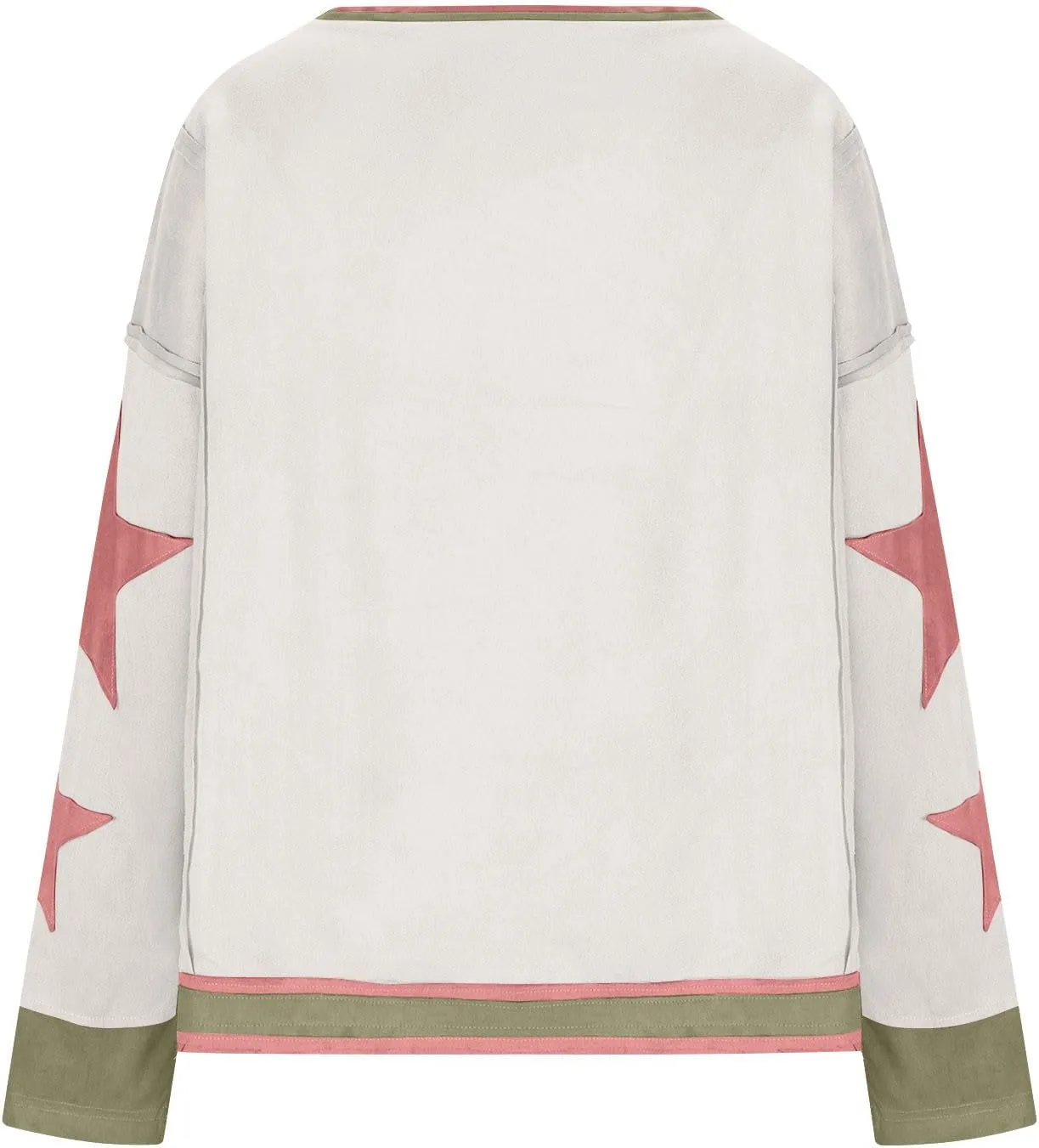 Oversized Sweatshirt for Women Lantern Sleeve Star Pullover Crewneck Corded Shirts Fashion Fall Outfits Trendy 2024