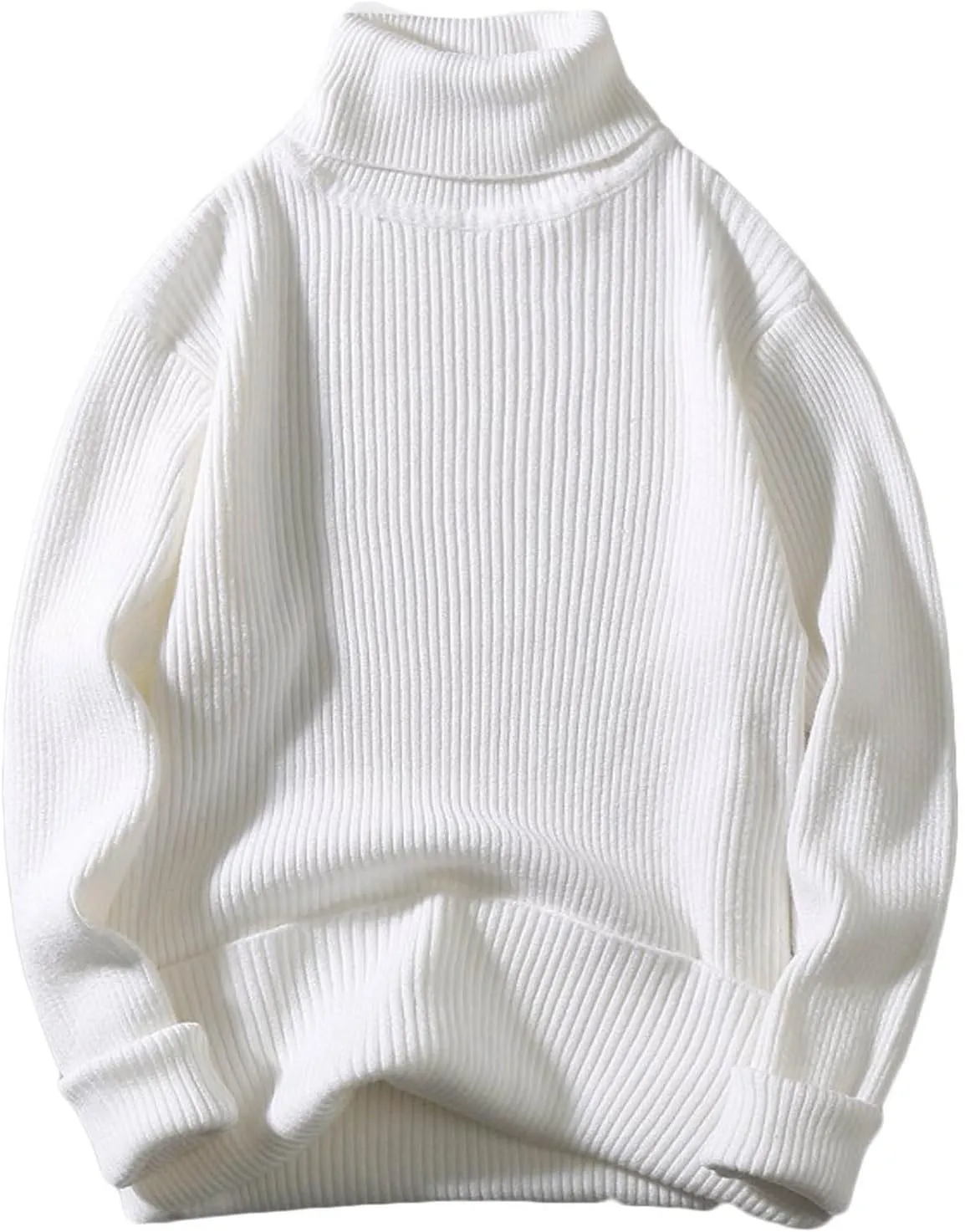 Oversized Turtleneck Ribbed Knitted Sweaters for Men Long Sleeve Solid Pullover Sweaters Casual Winter Warm Sweater