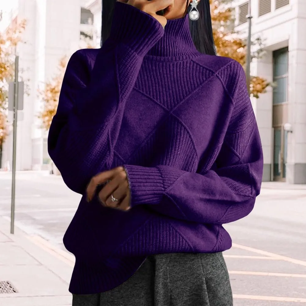 Oversized Womens Turtleneck Sweaters Lightweight Cable Knit Pullover Casual Loose Long Sleeve Chunky Knitted Sweaters