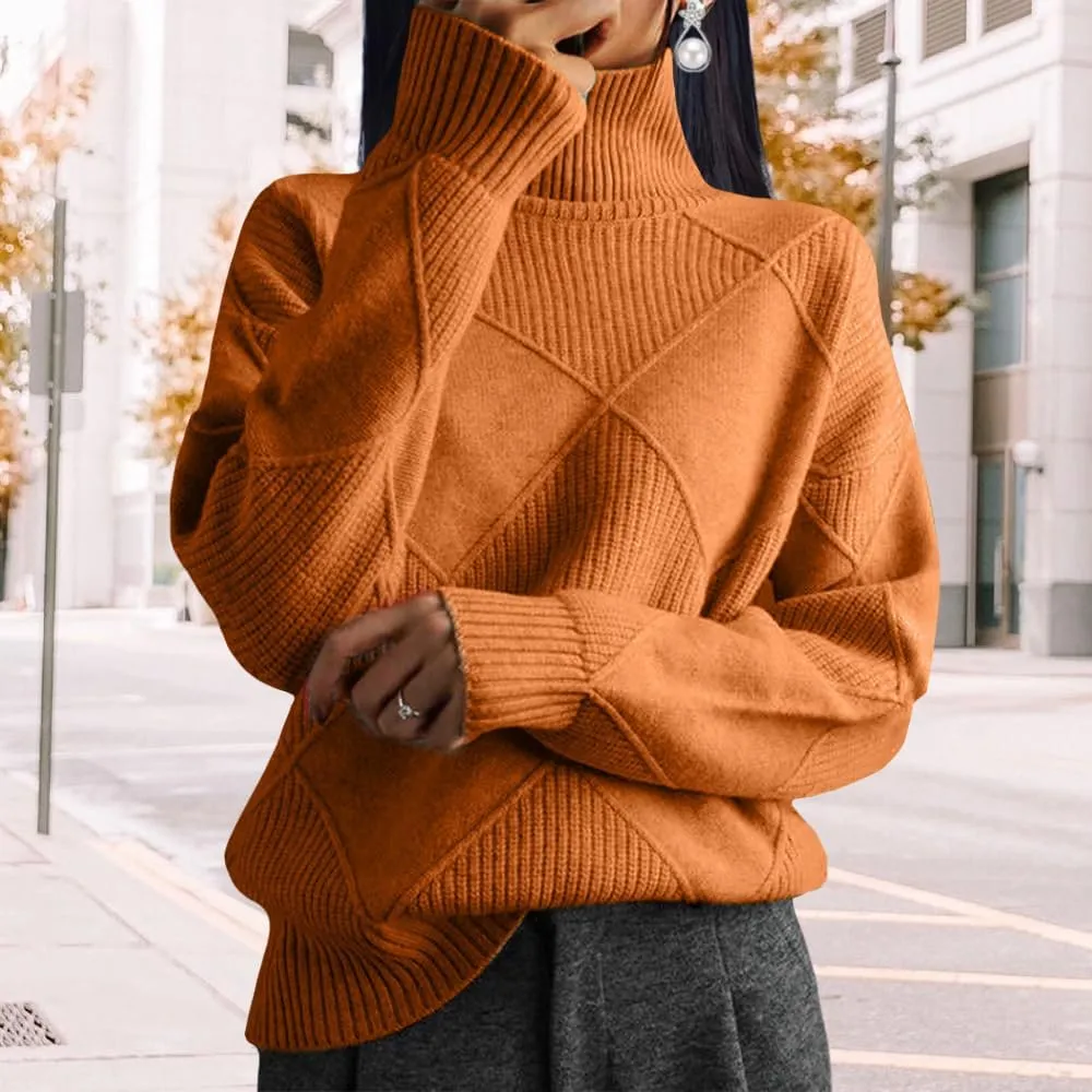 Oversized Womens Turtleneck Sweaters Lightweight Cable Knit Pullover Casual Loose Long Sleeve Chunky Knitted Sweaters
