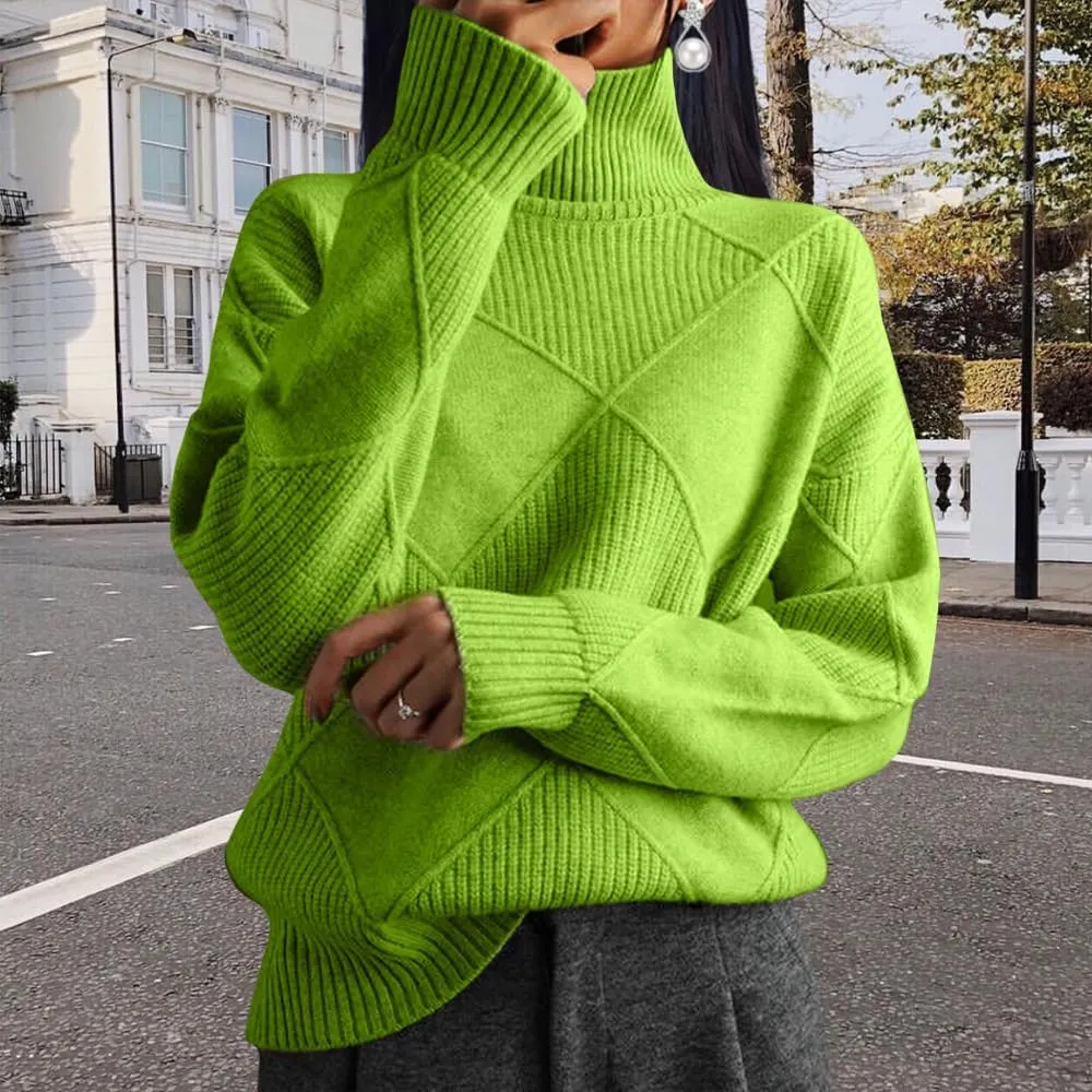 Oversized Womens Turtleneck Sweaters Lightweight Cable Knit Pullover Casual Loose Long Sleeve Chunky Knitted Sweaters