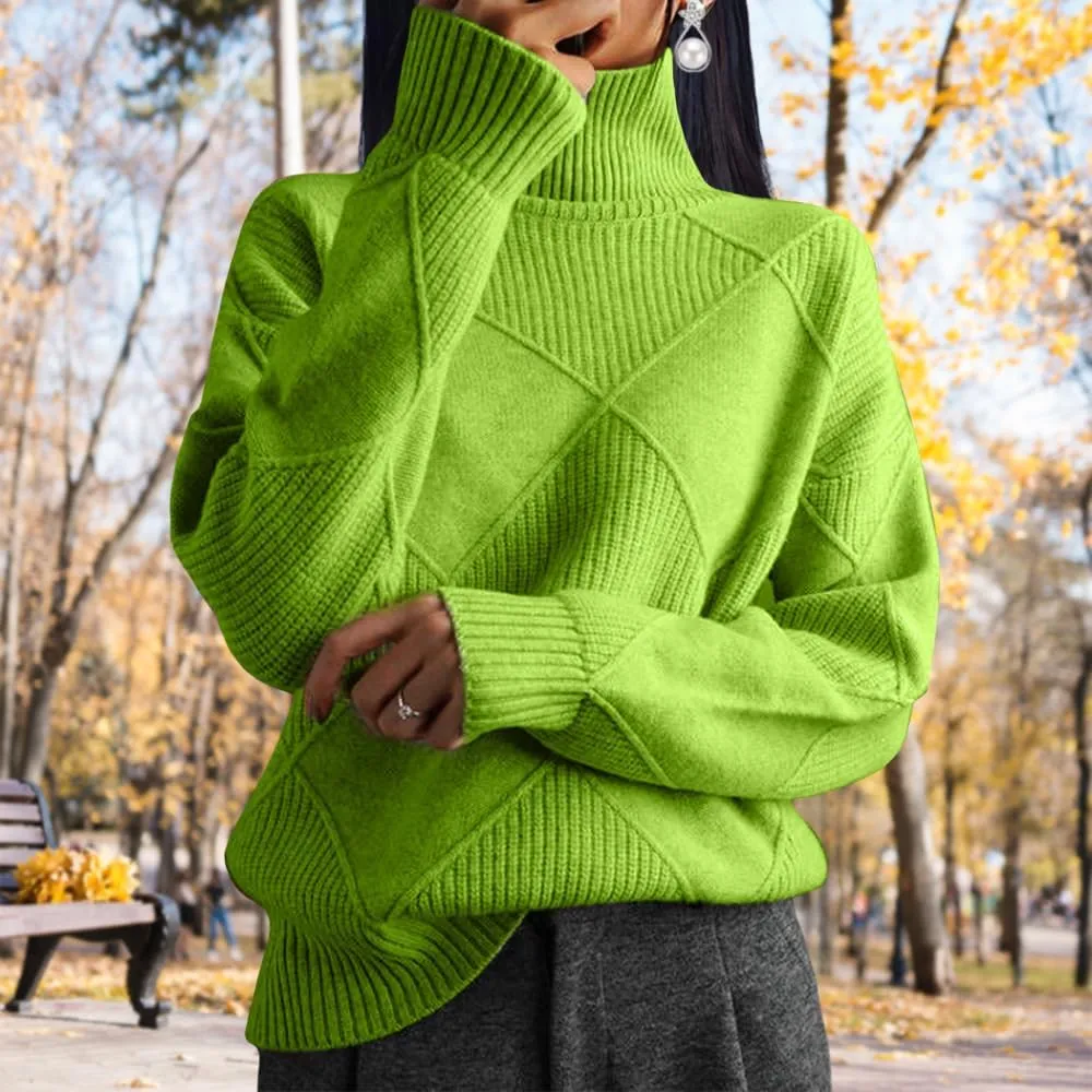 Oversized Womens Turtleneck Sweaters Lightweight Cable Knit Pullover Casual Loose Long Sleeve Chunky Knitted Sweaters