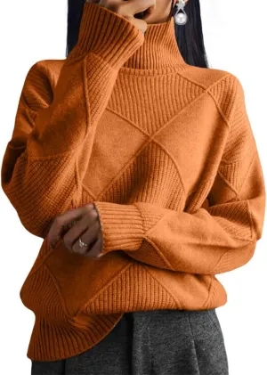 Oversized Womens Turtleneck Sweaters Lightweight Cable Knit Pullover Casual Loose Long Sleeve Chunky Knitted Sweaters