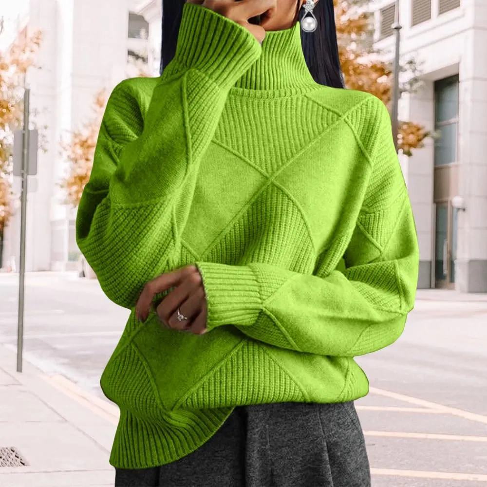 Oversized Womens Turtleneck Sweaters Lightweight Cable Knit Pullover Casual Loose Long Sleeve Chunky Knitted Sweaters