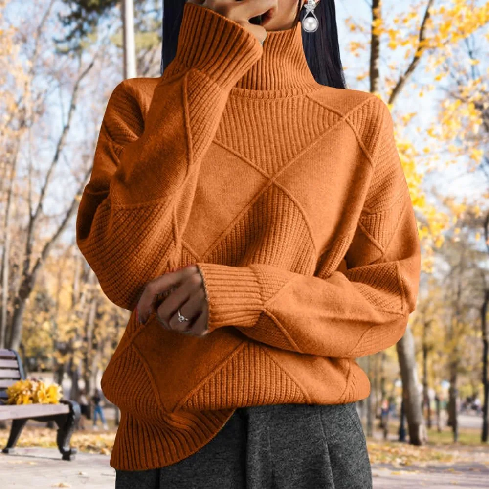 Oversized Womens Turtleneck Sweaters Lightweight Cable Knit Pullover Casual Loose Long Sleeve Chunky Knitted Sweaters