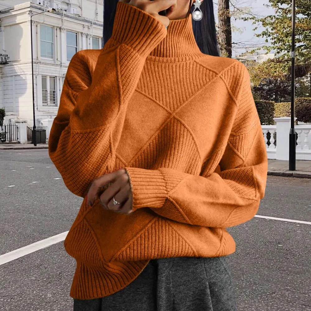 Oversized Womens Turtleneck Sweaters Lightweight Cable Knit Pullover Casual Loose Long Sleeve Chunky Knitted Sweaters