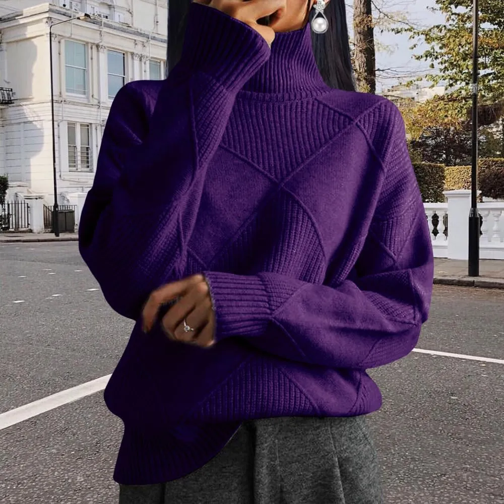 Oversized Womens Turtleneck Sweaters Lightweight Cable Knit Pullover Casual Loose Long Sleeve Chunky Knitted Sweaters