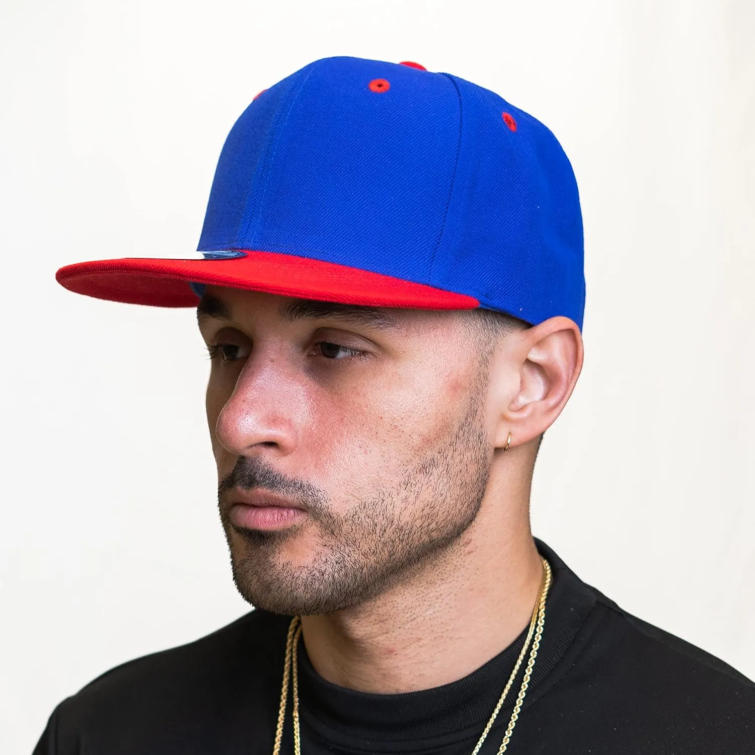 PLAIN GEAR Classic Flat Bill Hats for Men & Women Snapback Brim Hat - Blank Snap Back Two-Tone Color with Snap Closure