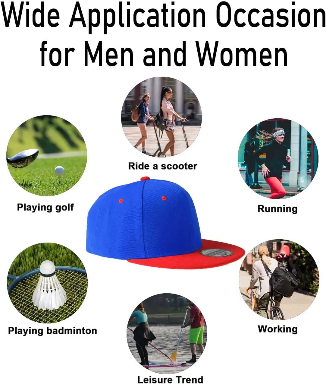 PLAIN GEAR Classic Flat Bill Hats for Men & Women Snapback Brim Hat - Blank Snap Back Two-Tone Color with Snap Closure
