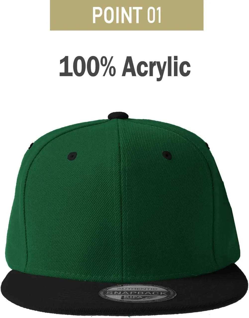 PLAIN GEAR Classic Flat Bill Hats for Men & Women Snapback Brim Hat - Blank Snap Back Two-Tone Color with Snap Closure