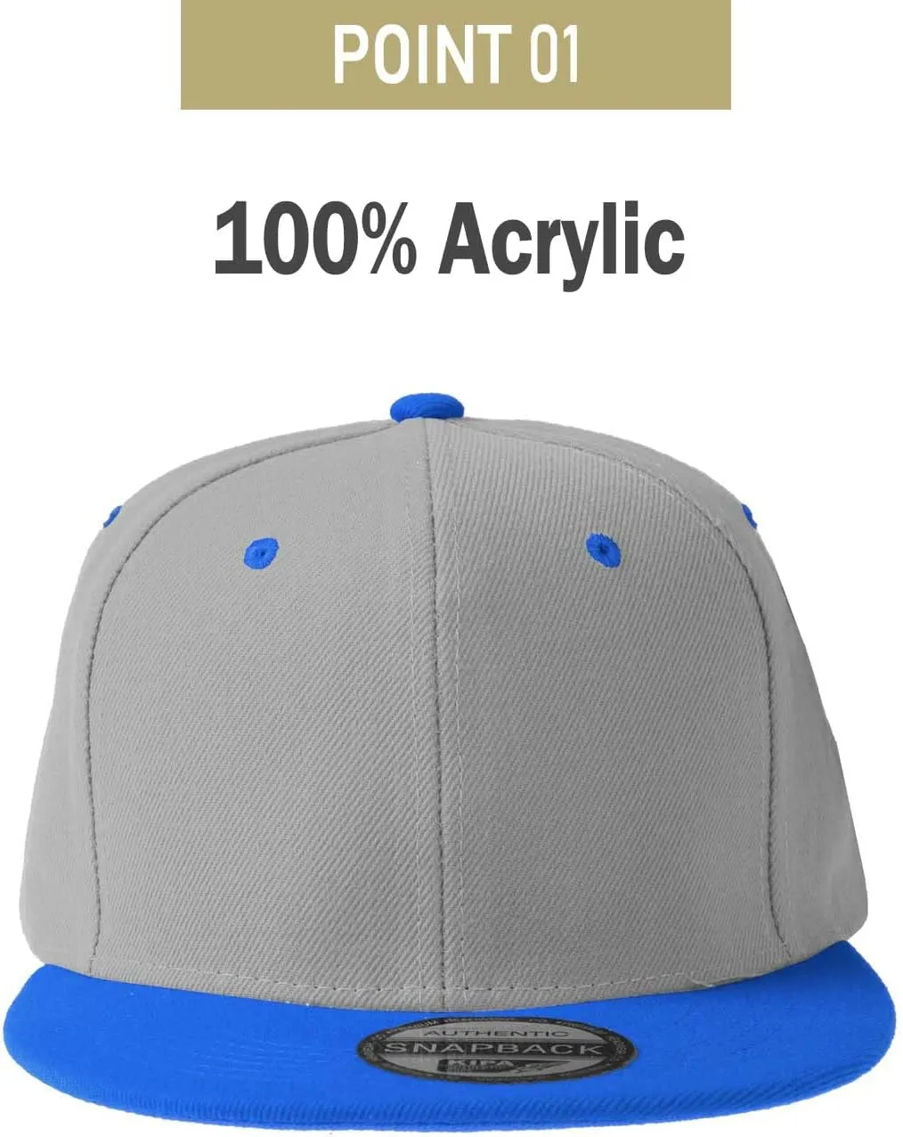 PLAIN GEAR Classic Flat Bill Hats for Men & Women Snapback Brim Hat - Blank Snap Back Two-Tone Color with Snap Closure