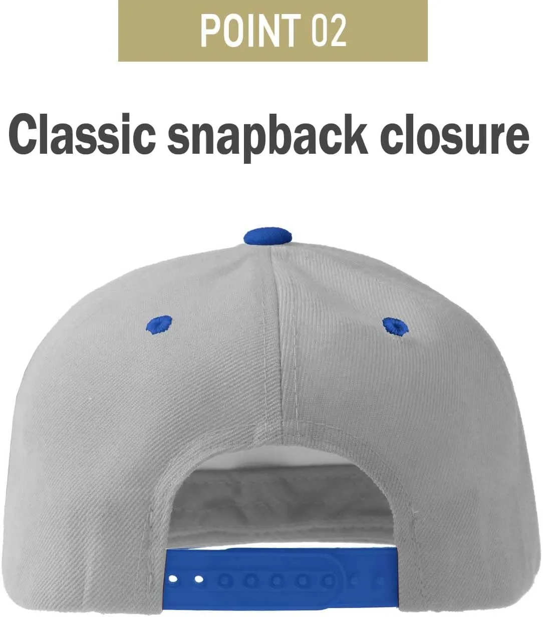 PLAIN GEAR Classic Flat Bill Hats for Men & Women Snapback Brim Hat - Blank Snap Back Two-Tone Color with Snap Closure