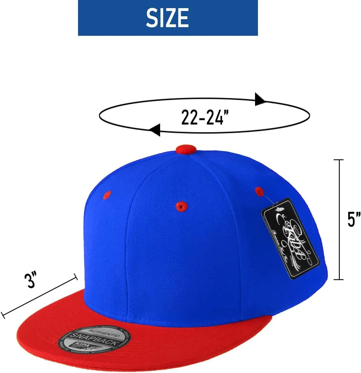 PLAIN GEAR Classic Flat Bill Hats for Men & Women Snapback Brim Hat - Blank Snap Back Two-Tone Color with Snap Closure