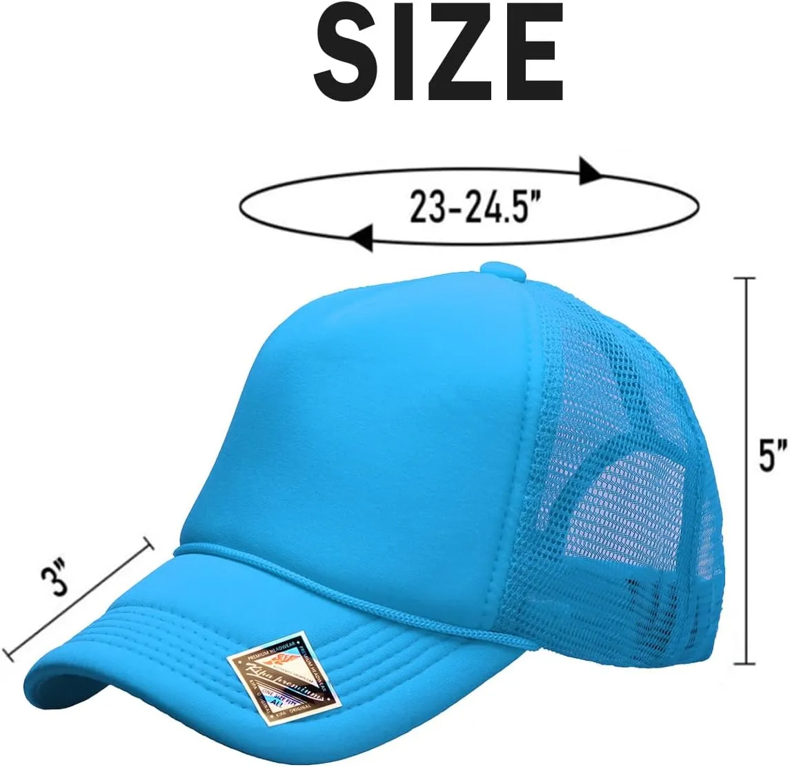 PLAIN GEAR Foam(Sponge) Front Mesh Back 5 Panel Trucker Hat, Adjustable, Light Weight Snapback Cap Solid/Two Tone