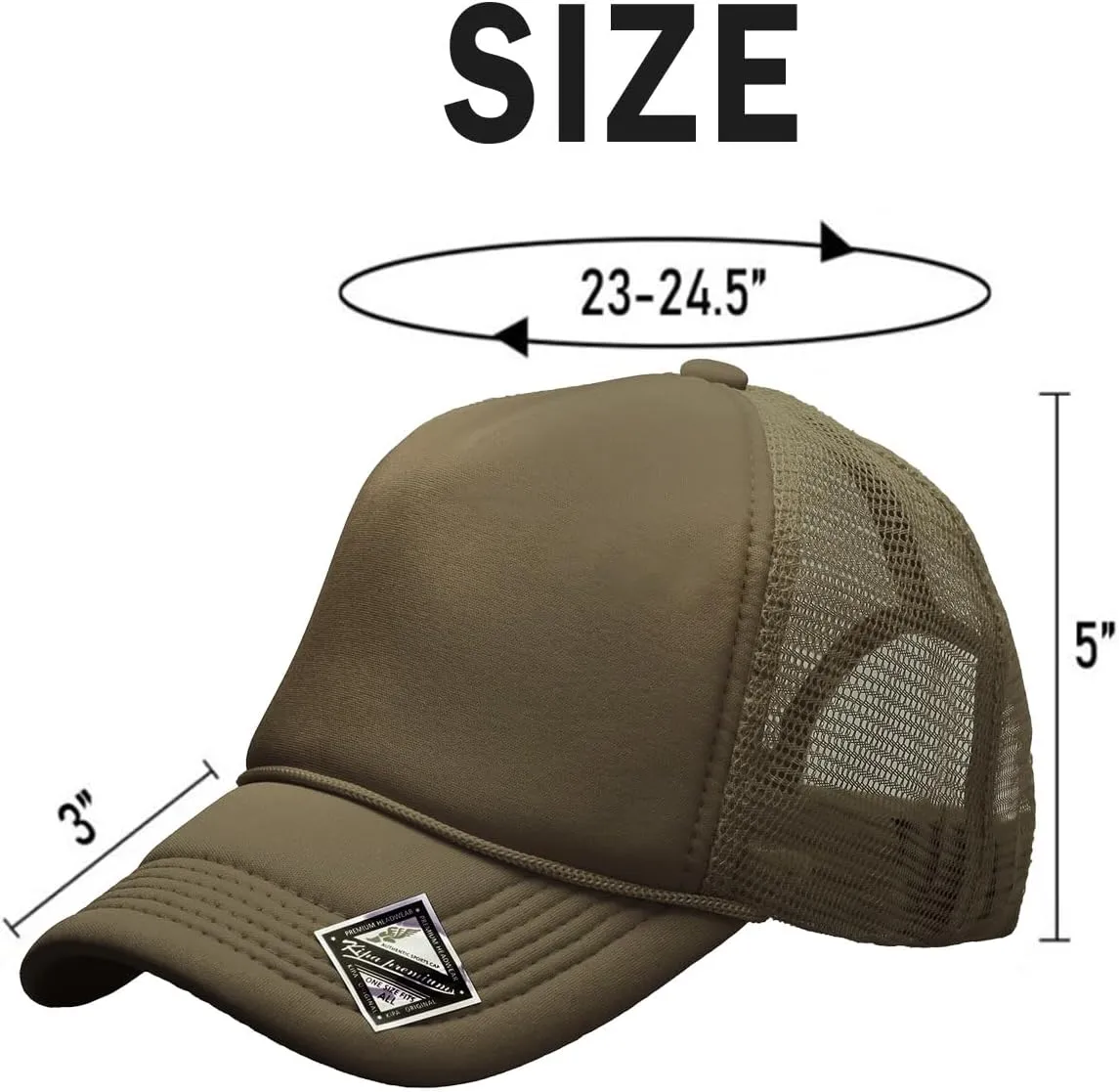 PLAIN GEAR Foam(Sponge) Front Mesh Back 5 Panel Trucker Hat, Adjustable, Light Weight Snapback Cap Solid/Two Tone