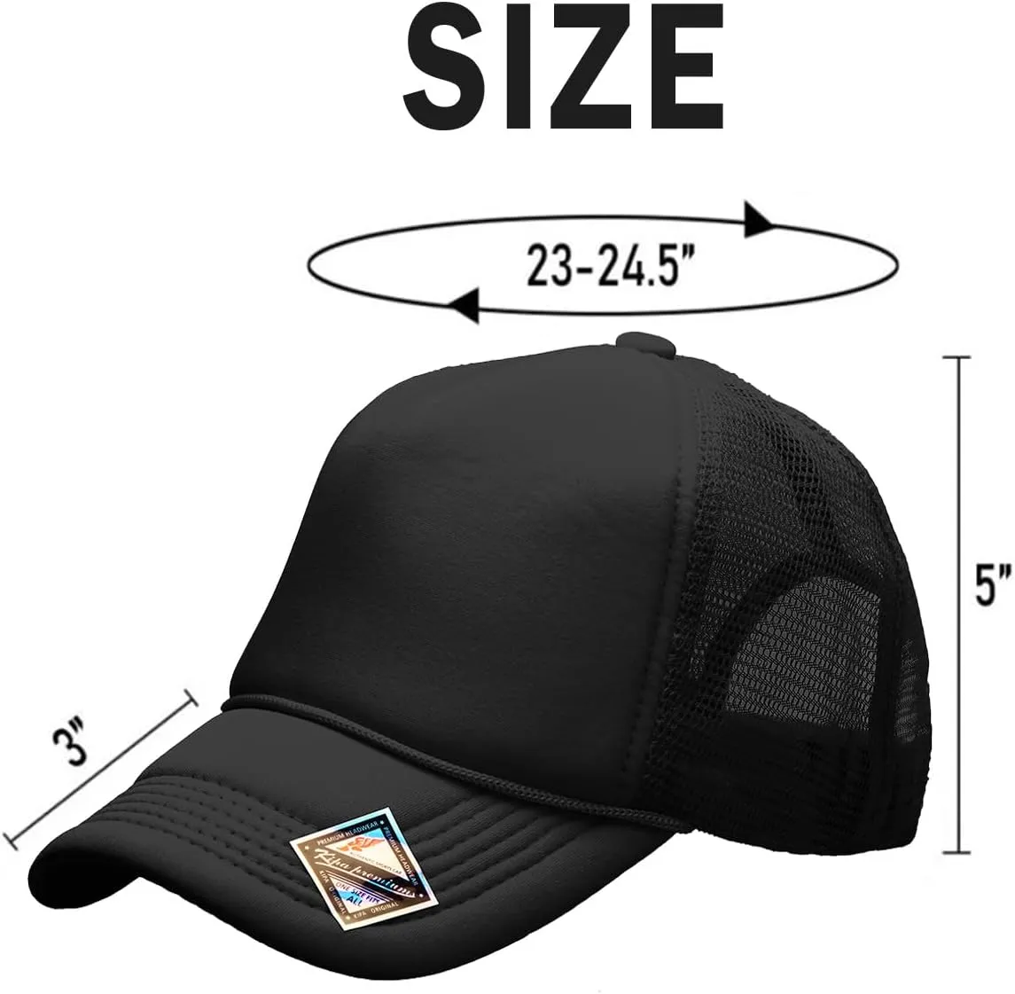 PLAIN GEAR Foam(Sponge) Front Mesh Back 5 Panel Trucker Hat, Adjustable, Light Weight Snapback Cap Solid/Two Tone